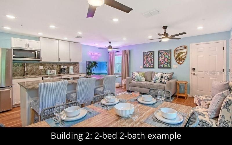 Dining room, Interior, Kitchen, Living room, Recessed Lighting, Stainless Steel Appliances, Wood Texture Flooring