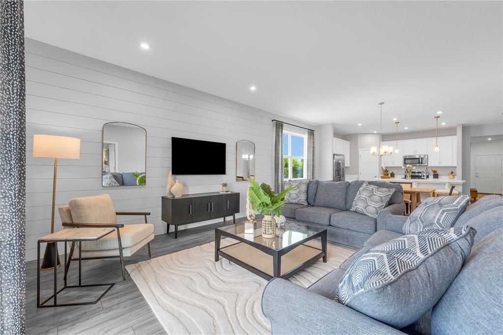 Interior, Kitchen, Living room, Pendant Lights, Recessed Lighting, Stainless Steel Appliances, Wood Texture Flooring