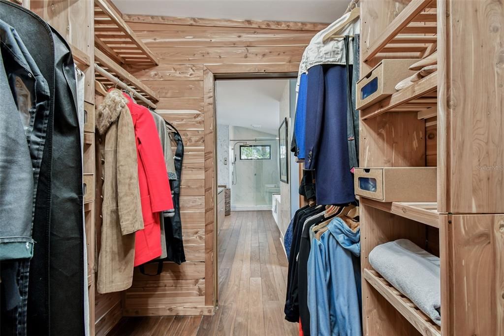 Interior, Walk-in Closets, Wood Texture Flooring, Wooden Walls