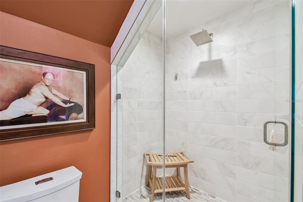 Bathroom, Glass Shower, Interior, Marble Walls