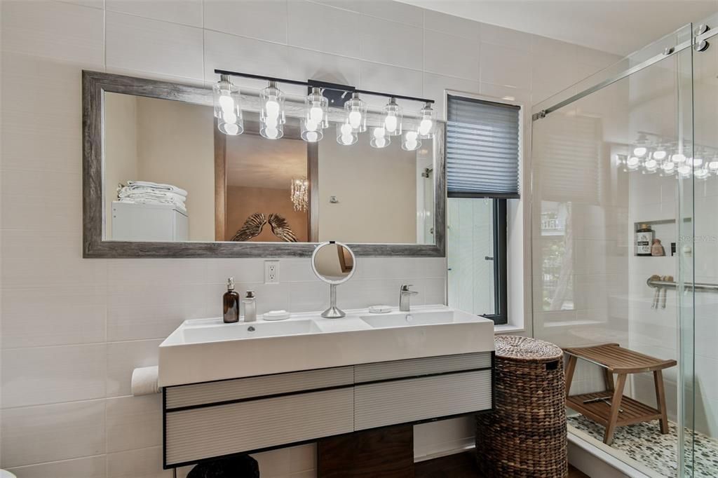 Bathroom, Dual Sink Vanities, Glass Shower, Interior