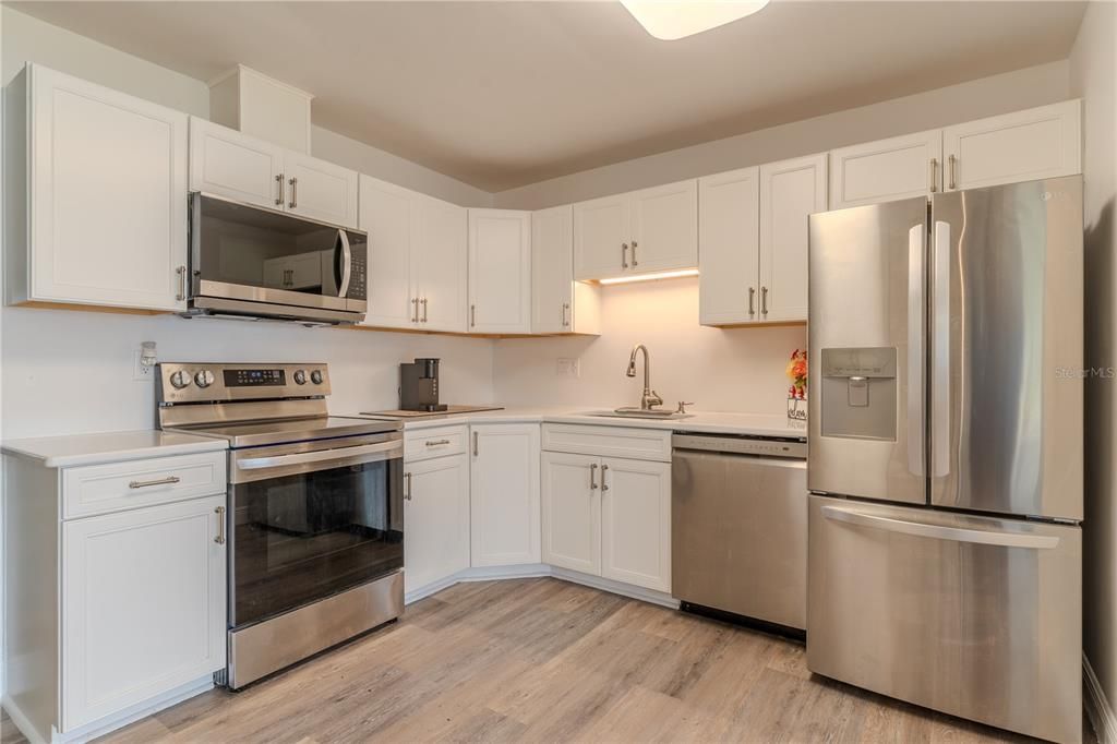 Interior, Kitchen, Stainless Steel Appliances, Wood Texture Flooring