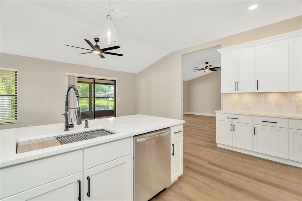 Interior, Kitchen, Recessed Lighting, Wood Texture Flooring