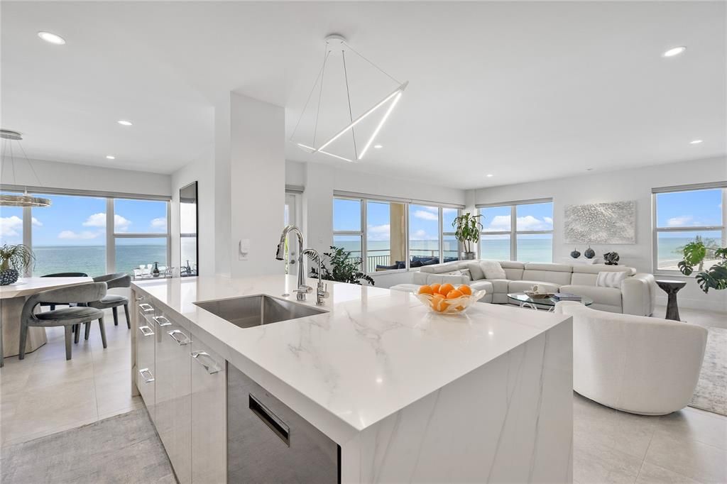 Dining room, Interior, Kitchen, Living room, Pendant Lights, Recessed Lighting, Water