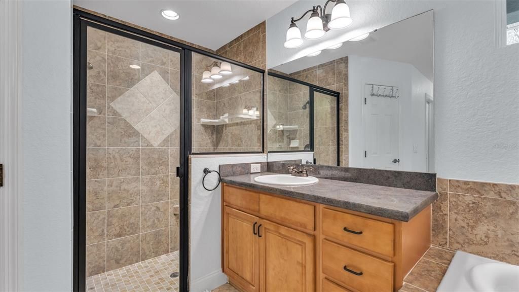 Bathroom, Glass Shower, Interior, Recessed Lighting