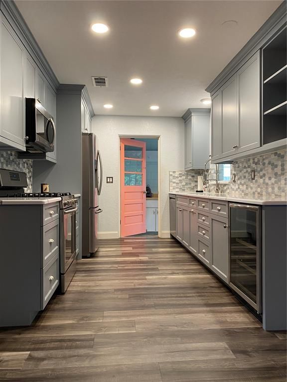 Interior, Kitchen, Recessed Lighting, Wood Texture Flooring