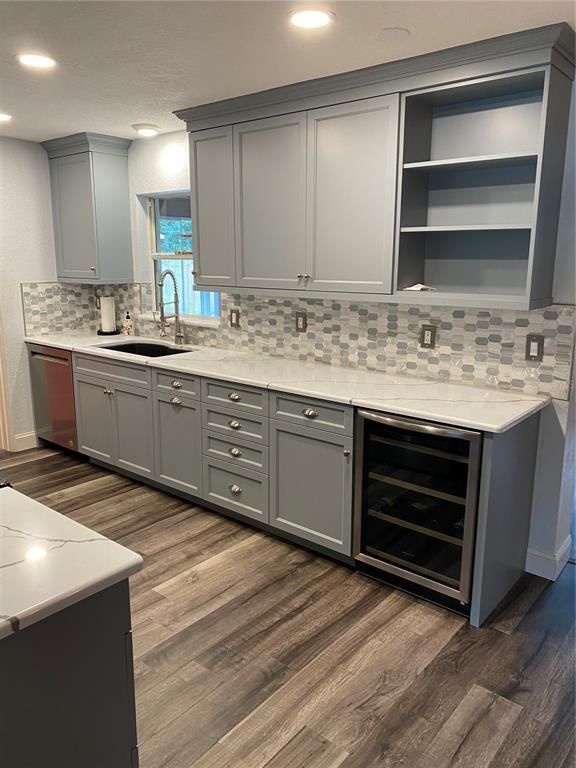 Interior, Kitchen, Recessed Lighting, Wood Texture Flooring