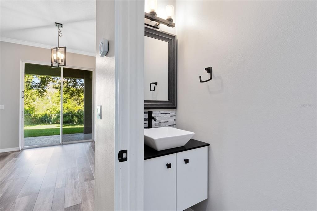 Bathroom, Interior, Pendant Lights, Wood Texture Flooring