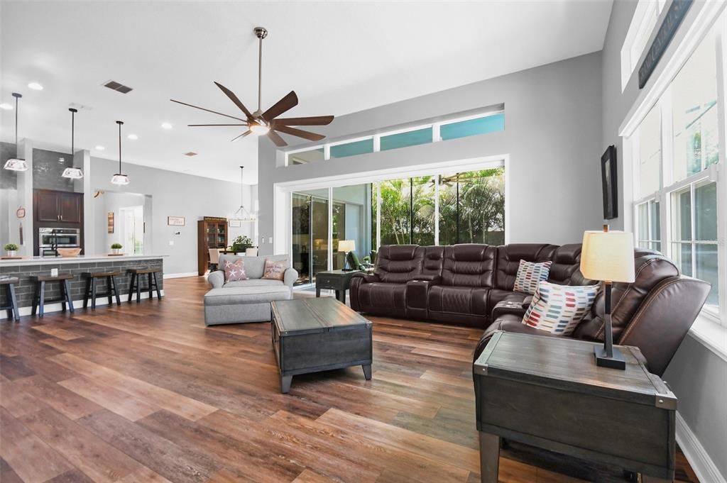 Interior, Kitchen, Living room, Pendant Lights, Recessed Lighting, Stainless Steel Appliances, Wood Texture Flooring