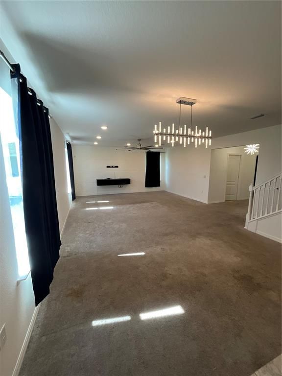 Empty room, Interior, Pendant Lights, Recessed Lighting