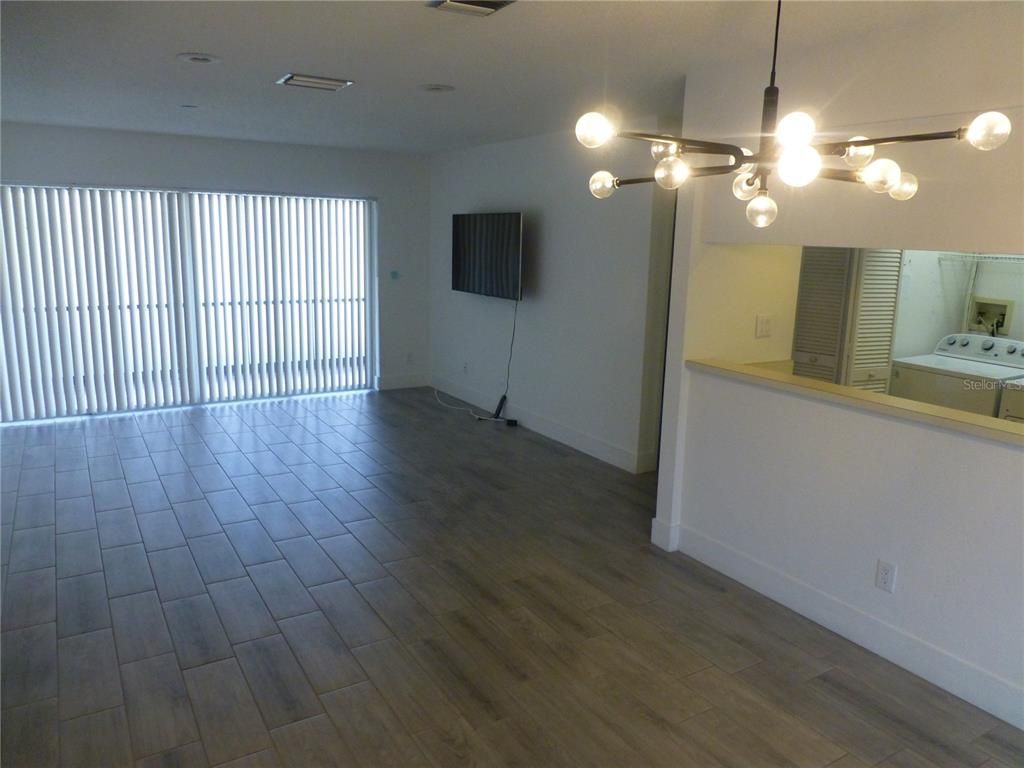 Empty room, Interior, Pendant Lights, Wood Texture Flooring