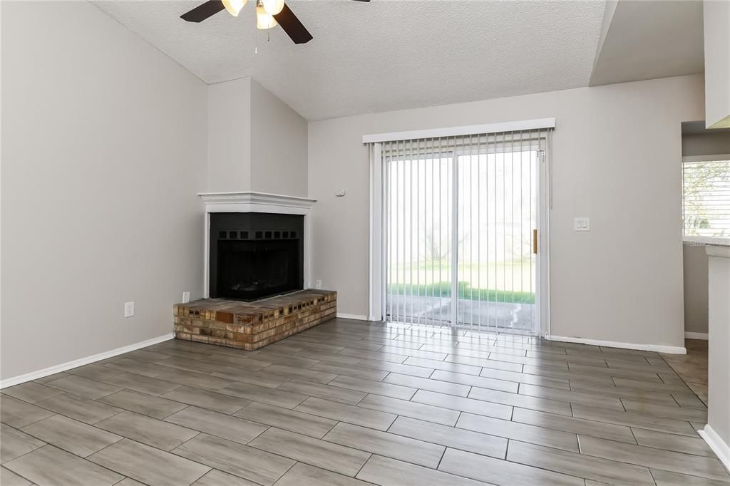Empty room, Fireplace, Interior, Wood Texture Flooring