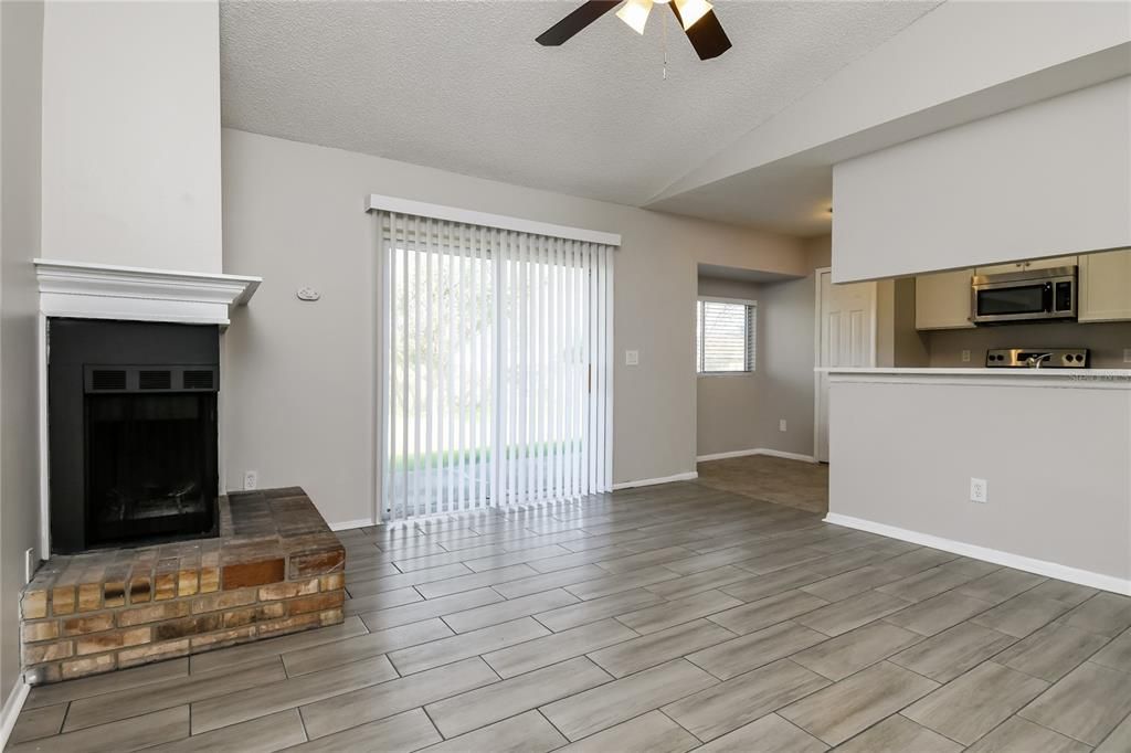 Empty room, Fireplace, Interior, Wood Texture Flooring