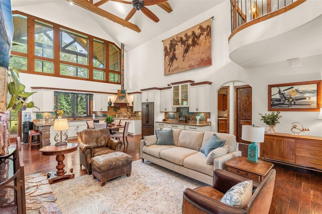 Dining room, Interior, Kitchen, Living room, Wooden Beams, Wood Texture Flooring