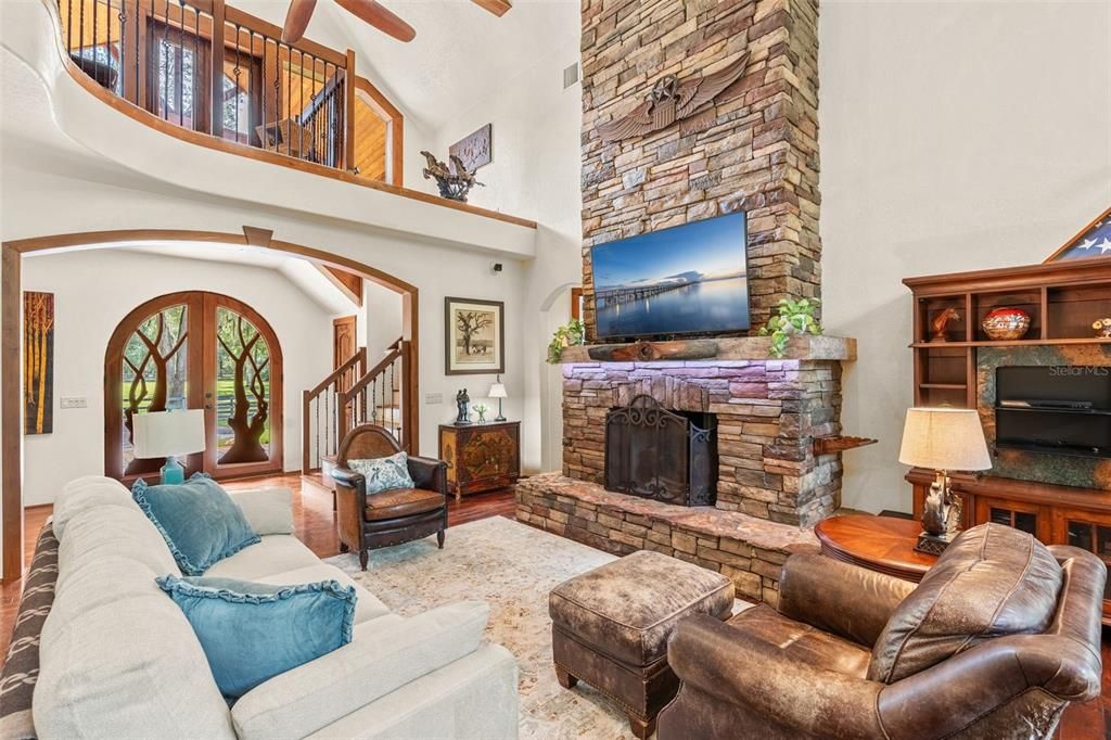 Fireplace, Interior, Living room, Stone Walls