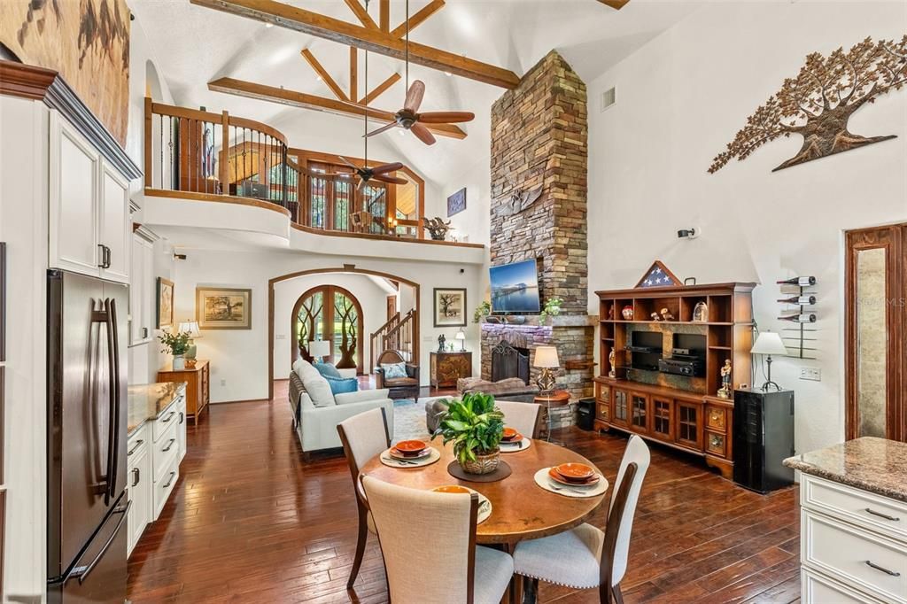 Dining room, Interior, Living room, Wooden Beams, Wood Texture Flooring