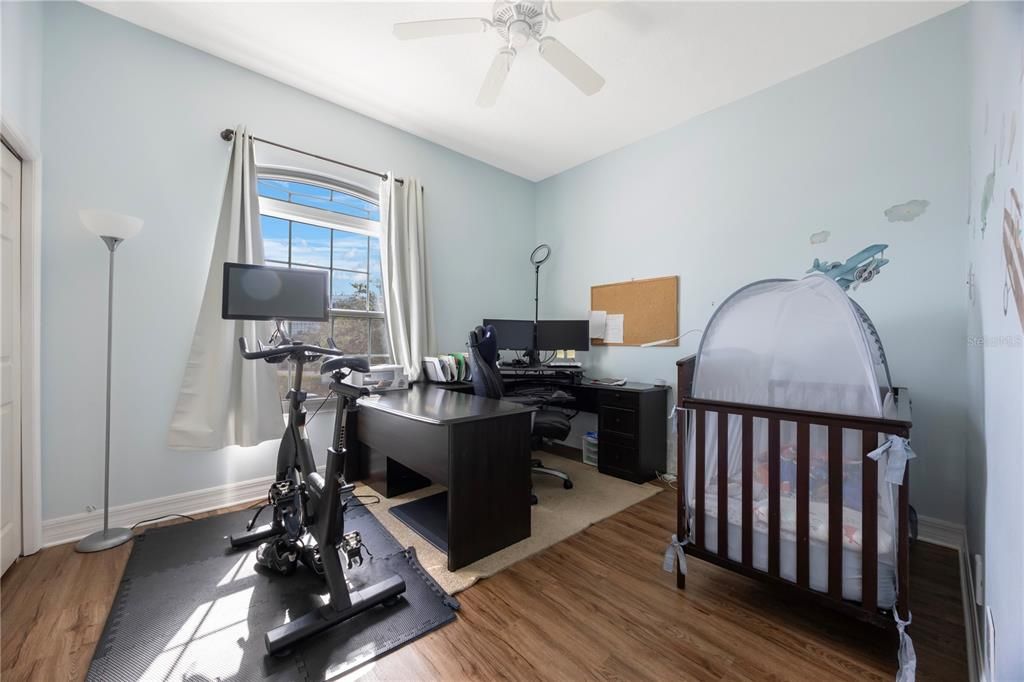 Fitness Equipment, Home Office, Interior, Wood Texture Flooring