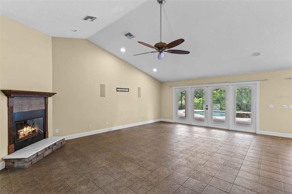 Empty room, Fireplace, Interior, Recessed Lighting