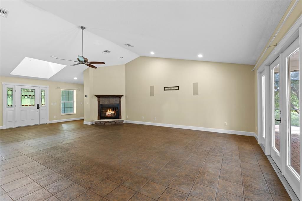 Empty room, Fireplace, Interior, Recessed Lighting