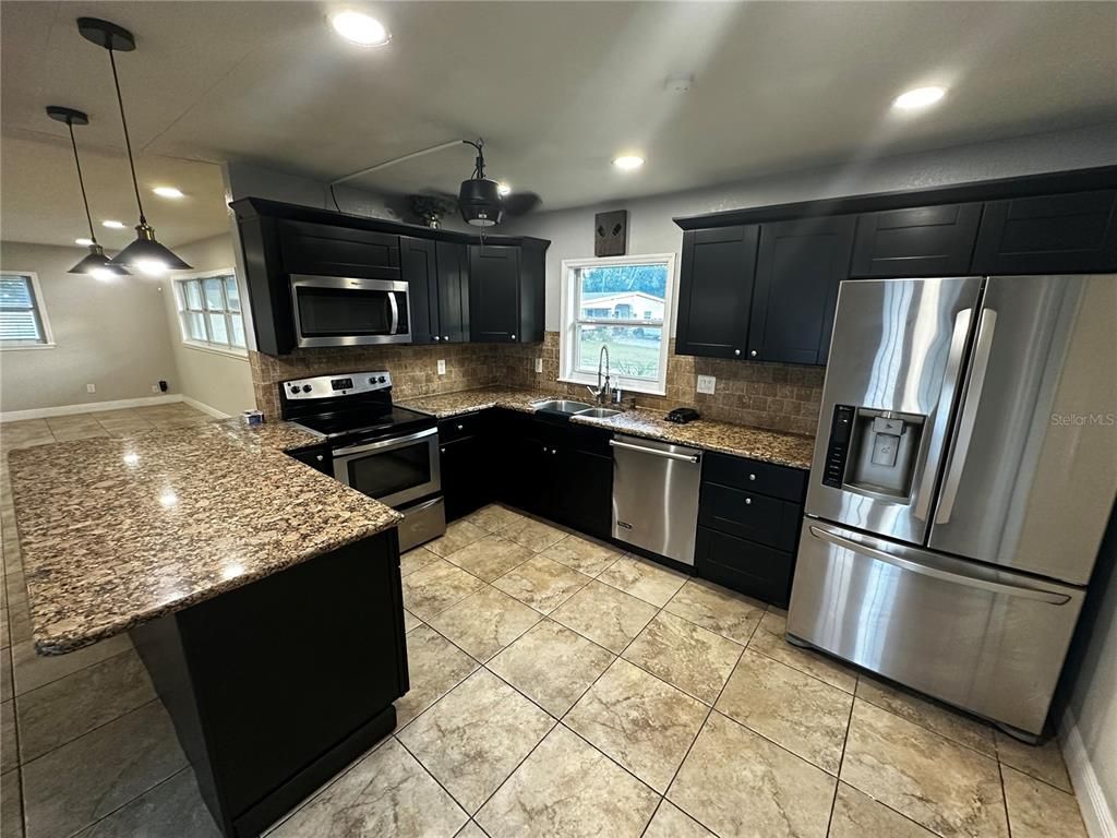 Interior, Kitchen, Pendant Lights, Recessed Lighting, Stainless Steel Appliances