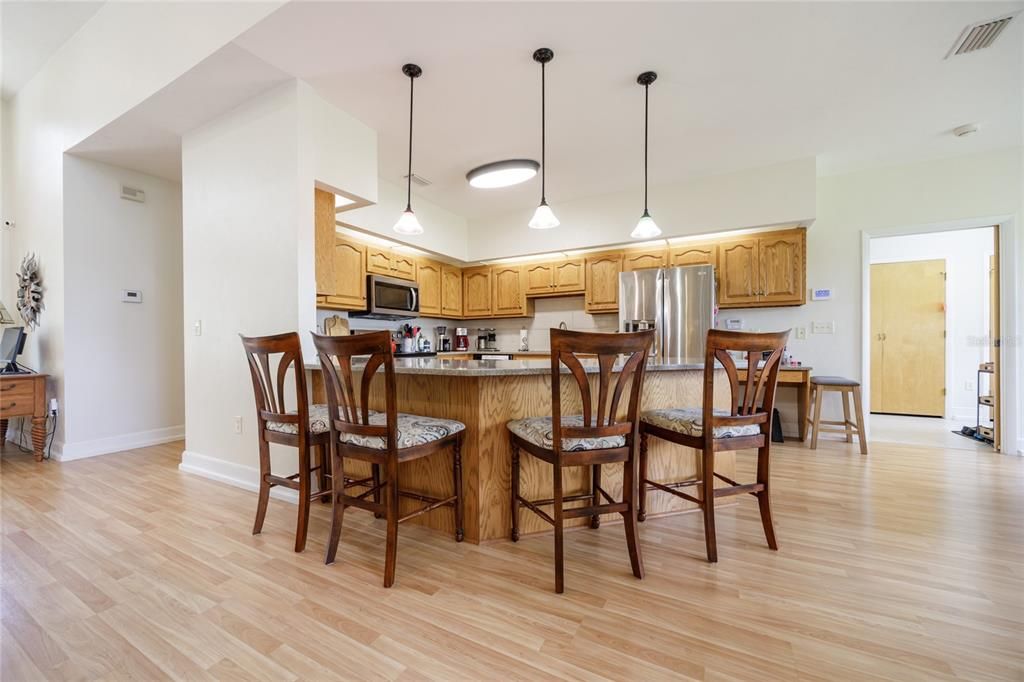 Interior, Kitchen, Pendant Lights, Stainless Steel Appliances, Wood Texture Flooring