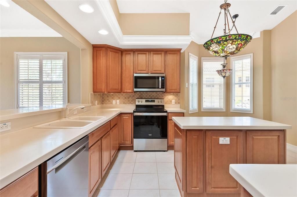 Interior, Kitchen, Pendant Lights, Recessed Lighting, Stainless Steel Appliances
