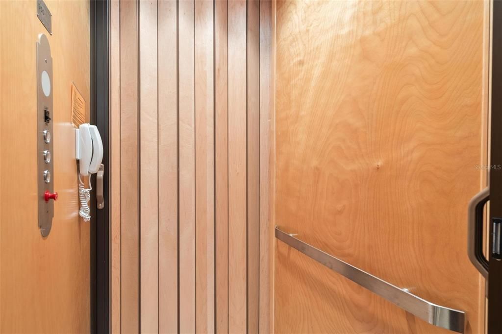 Elevator, Interior, Wooden Walls