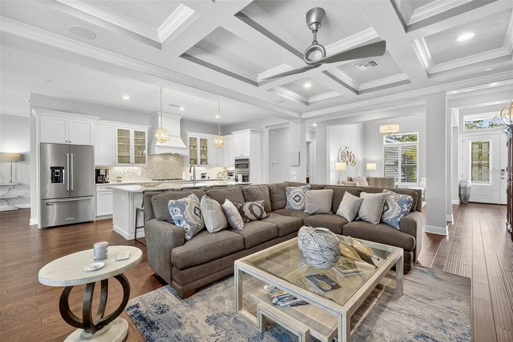 Interior, Kitchen, Living room, Pendant Lights, Recessed Lighting, Stainless Steel Appliances, Wood Texture Flooring