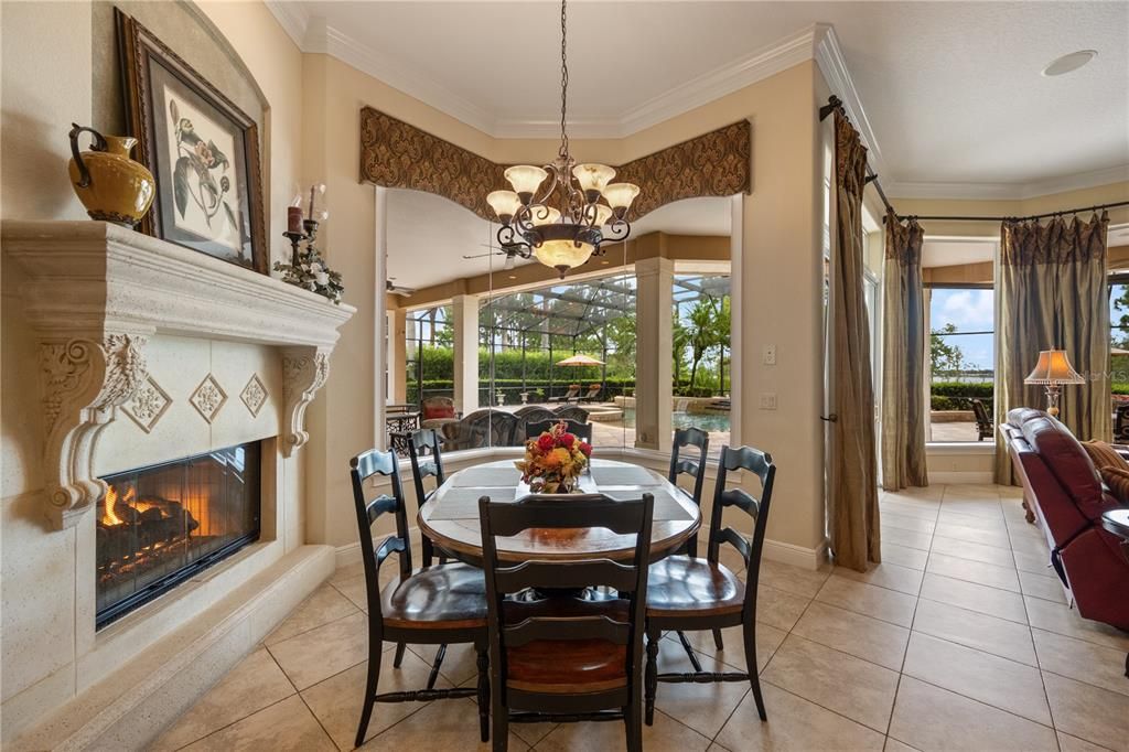 Chandelier, Dining room, Fireplace, Interior, Water