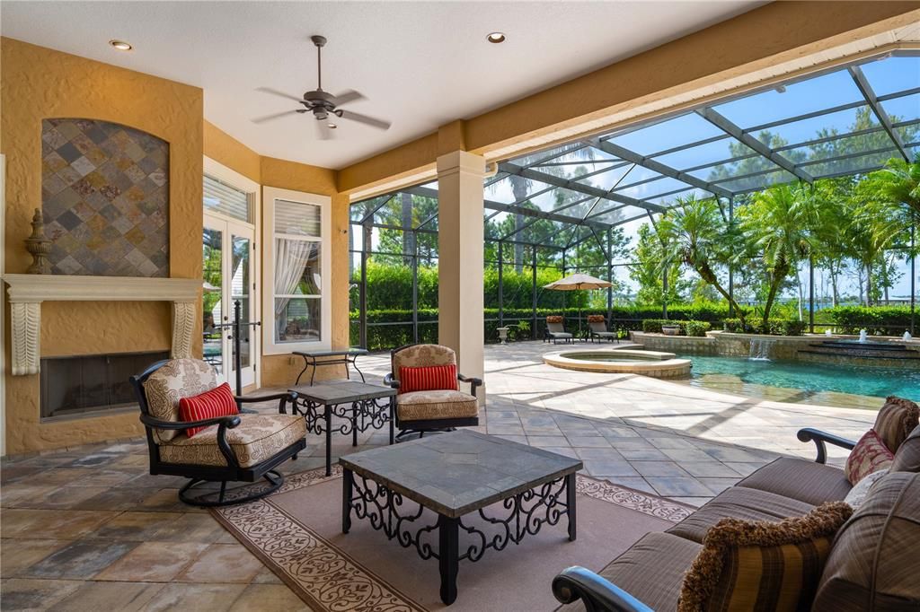 Fireplace, Glass Ceilings, Interior, Pool, Recessed Lighting, Sun Room