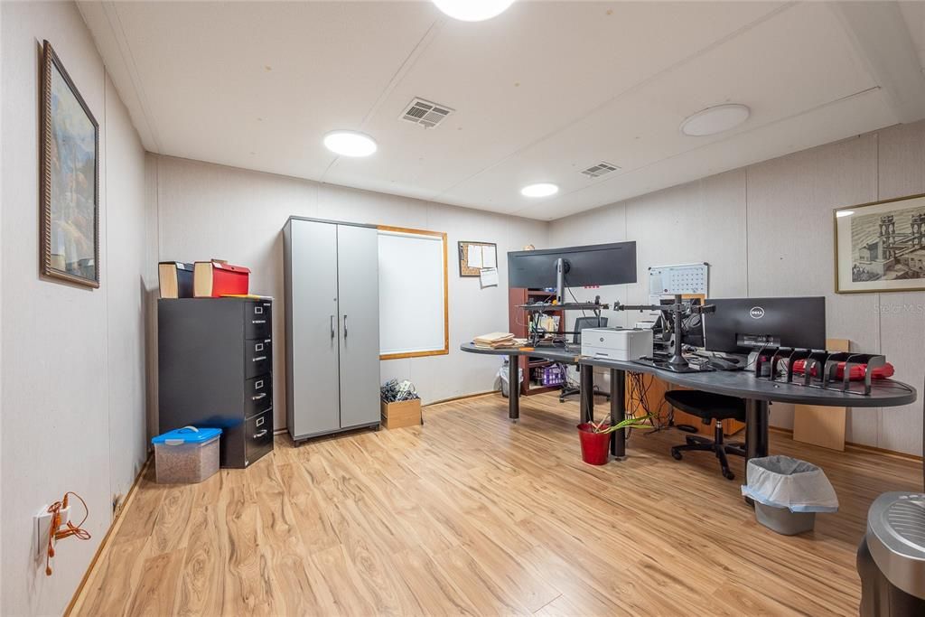 Home Office, Interior, Recessed Lighting, Wood Texture Flooring