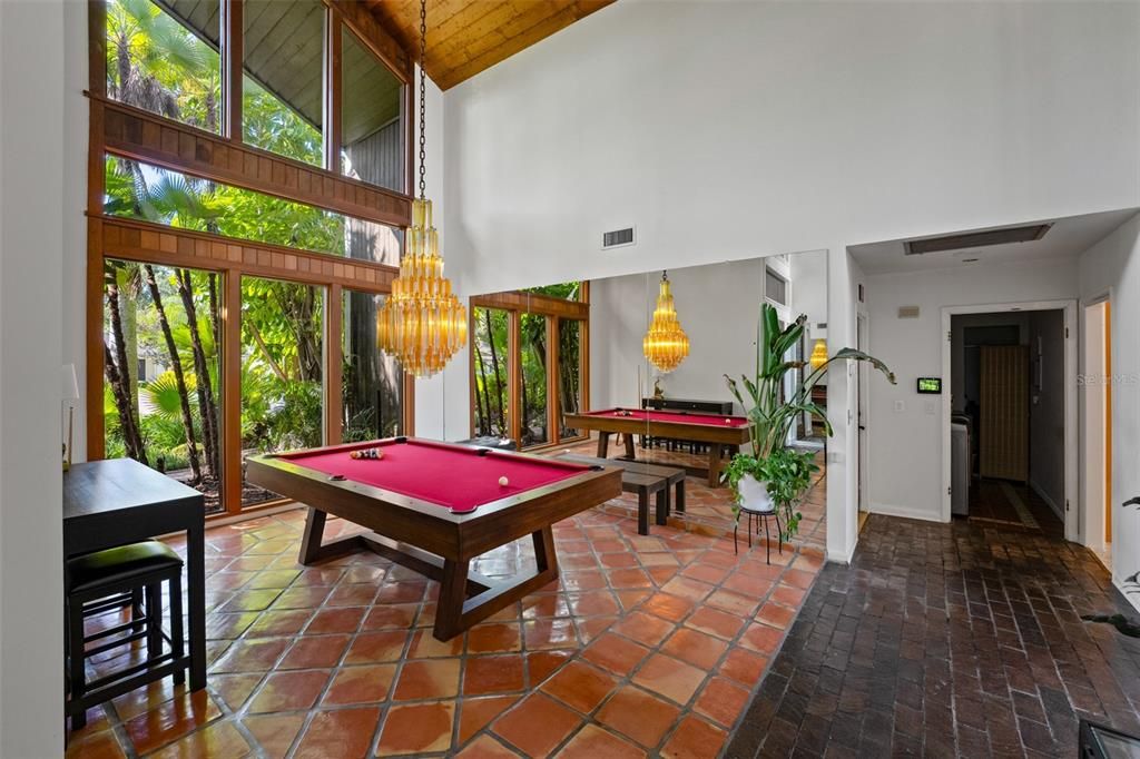Billiard Table, Chandelier, Game Room, Interior