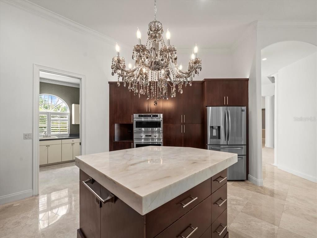 Chandelier, Interior, Kitchen, Stainless Steel Appliances