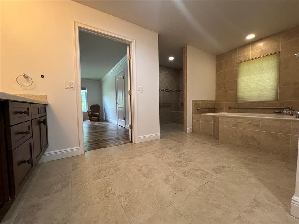Bathroom, Interior, Recessed Lighting, Wood Texture Flooring