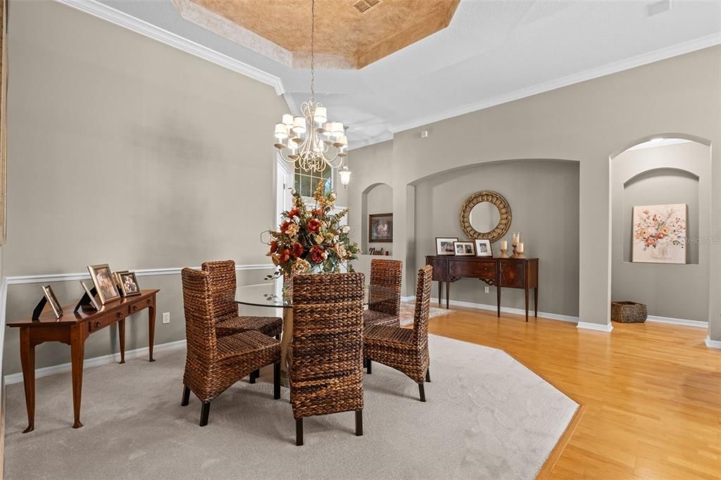 Chandelier, Dining room, Interior, Wood Texture Flooring