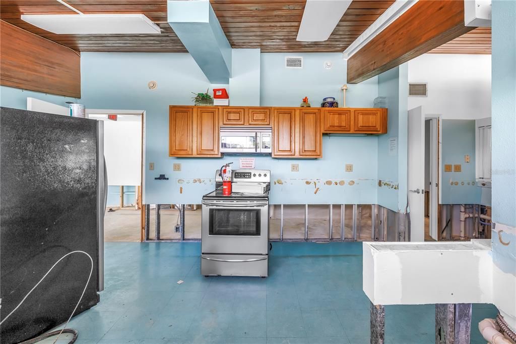 Interior, Kitchen, Stainless Steel Appliances, Wooden Ceilings