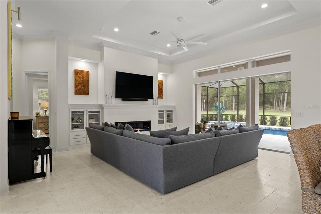 Fireplace, Interior, Living room, Recessed Lighting