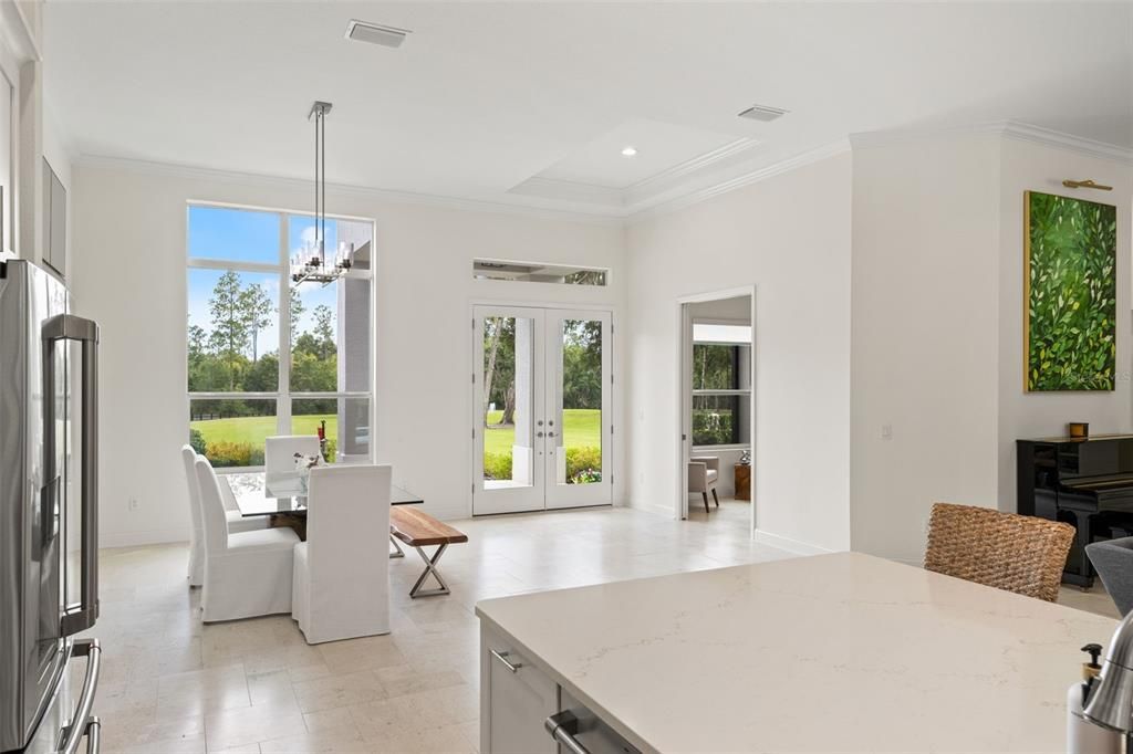 Chandelier, Dining room, Interior, Kitchen, Pendant Lights, Piano, Recessed Lighting