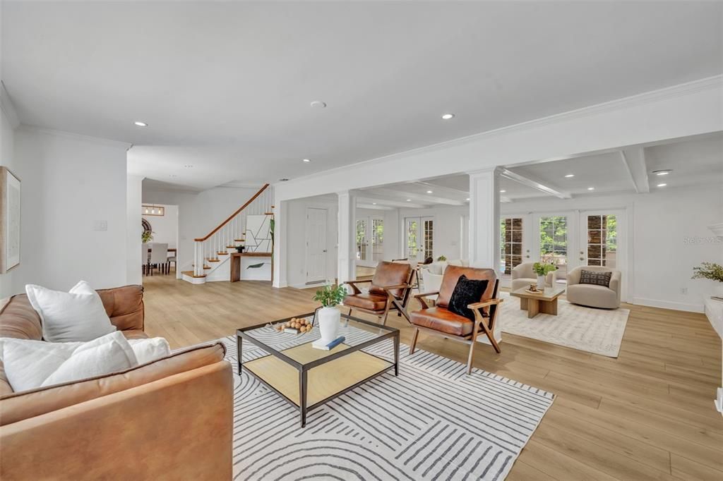 Interior, Living room, Recessed Lighting, Wood Texture Flooring