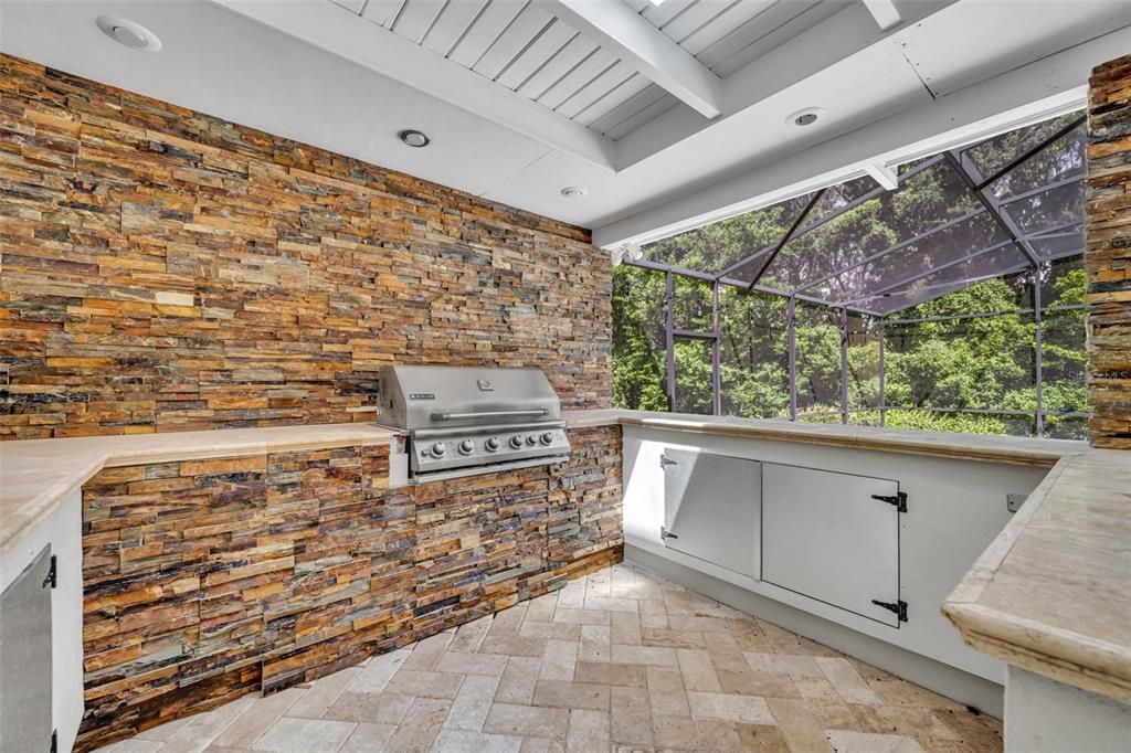 Interior, Recessed Lighting, Stone Walls, Sun Room, Wooden Walls