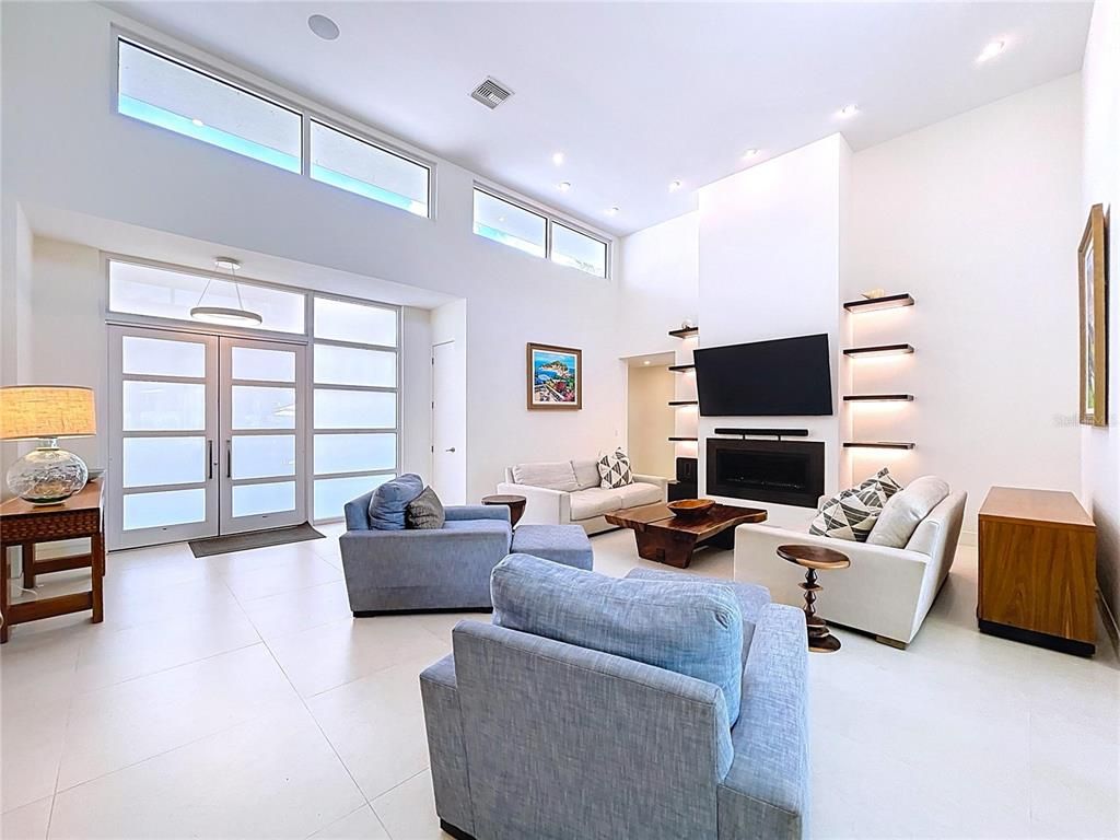 Fireplace, Interior, Living room, Recessed Lighting