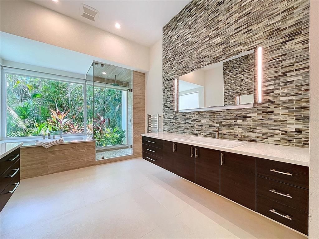Bathroom, Dual Sink Vanities, Glass Shower, Interior, Recessed Lighting
