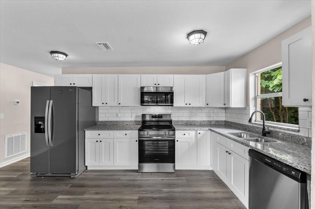 Interior, Kitchen, Stainless Steel Appliances, Wood Texture Flooring