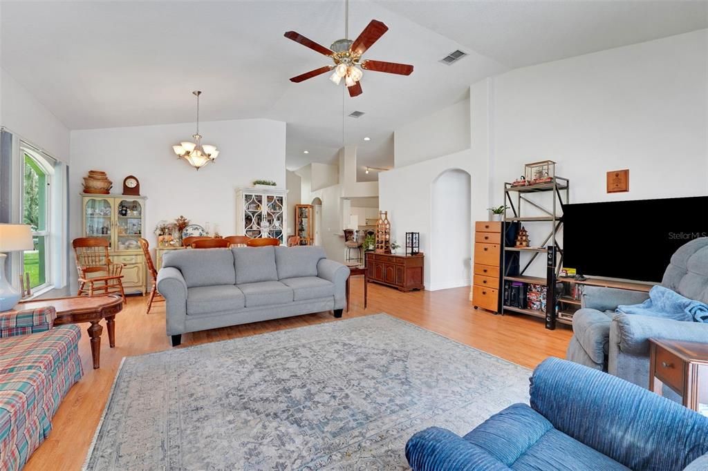 Chandelier, Interior, Living room, Recessed Lighting, Wood Texture Flooring