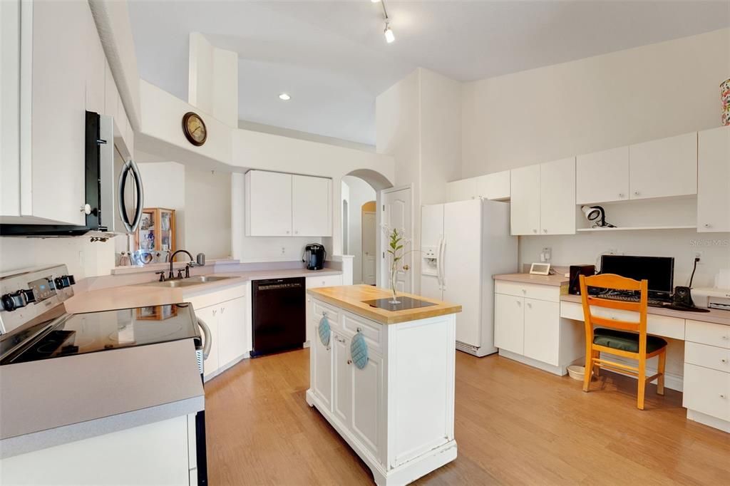 Interior, Kitchen, Recessed Lighting, Wood Texture Flooring