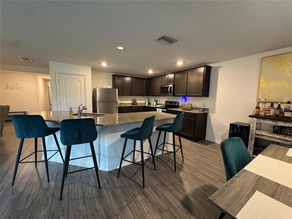Interior, Kitchen, Recessed Lighting, Wood Texture Flooring