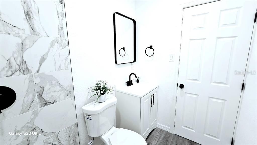 Bathroom, Interior, Marble Walls, Wood Texture Flooring