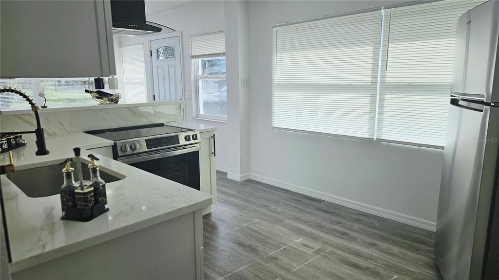 Interior, Kitchen, Stainless Steel Appliances, Wood Texture Flooring