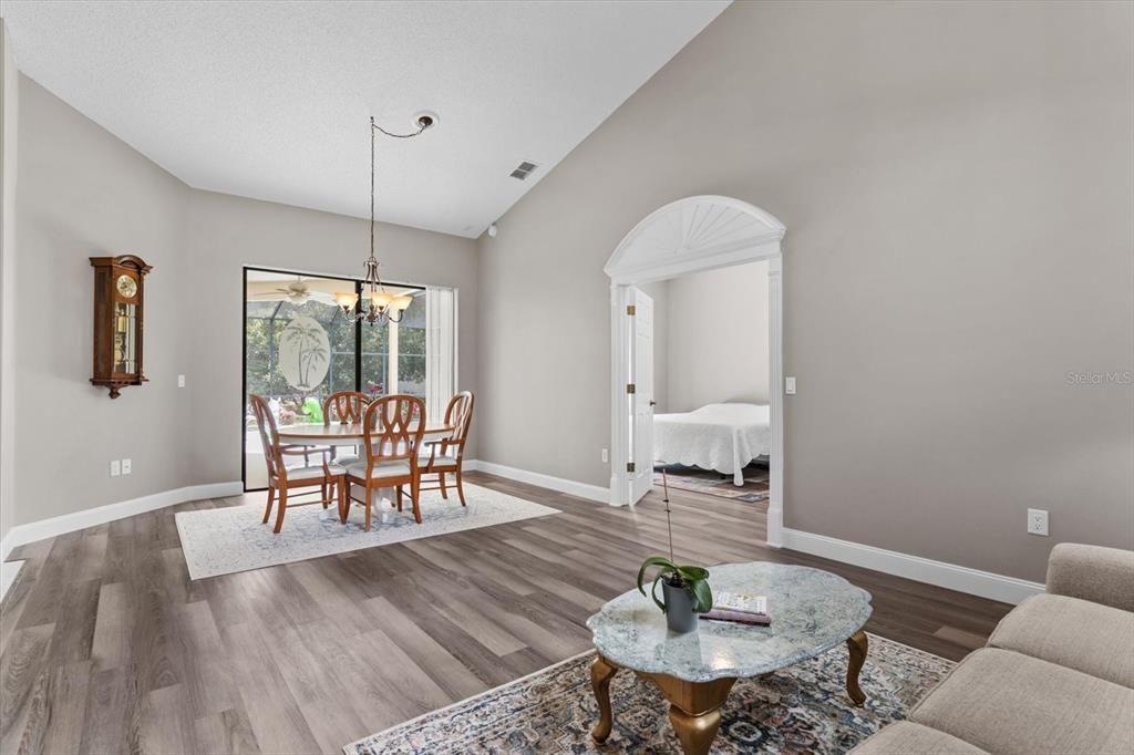 Chandelier, Dining room, Interior, Wood Texture Flooring
