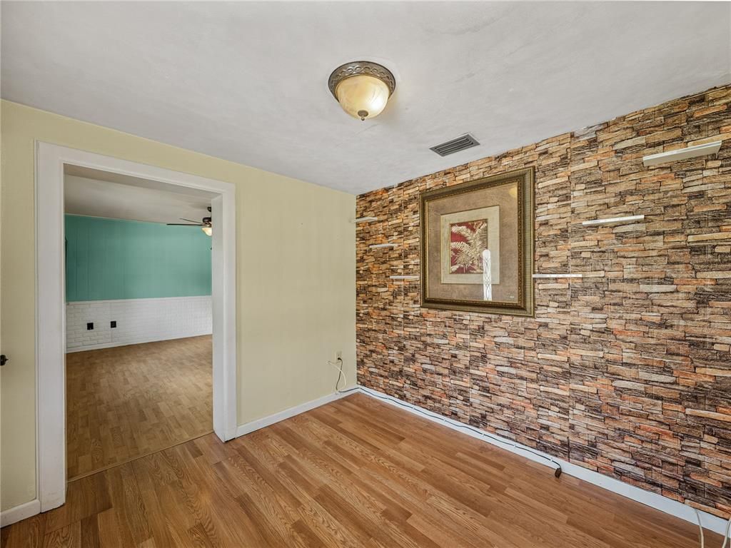 Empty room, Interior, Stone Walls, Wood Texture Flooring